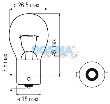 24V 15W BA15s 25x47mm